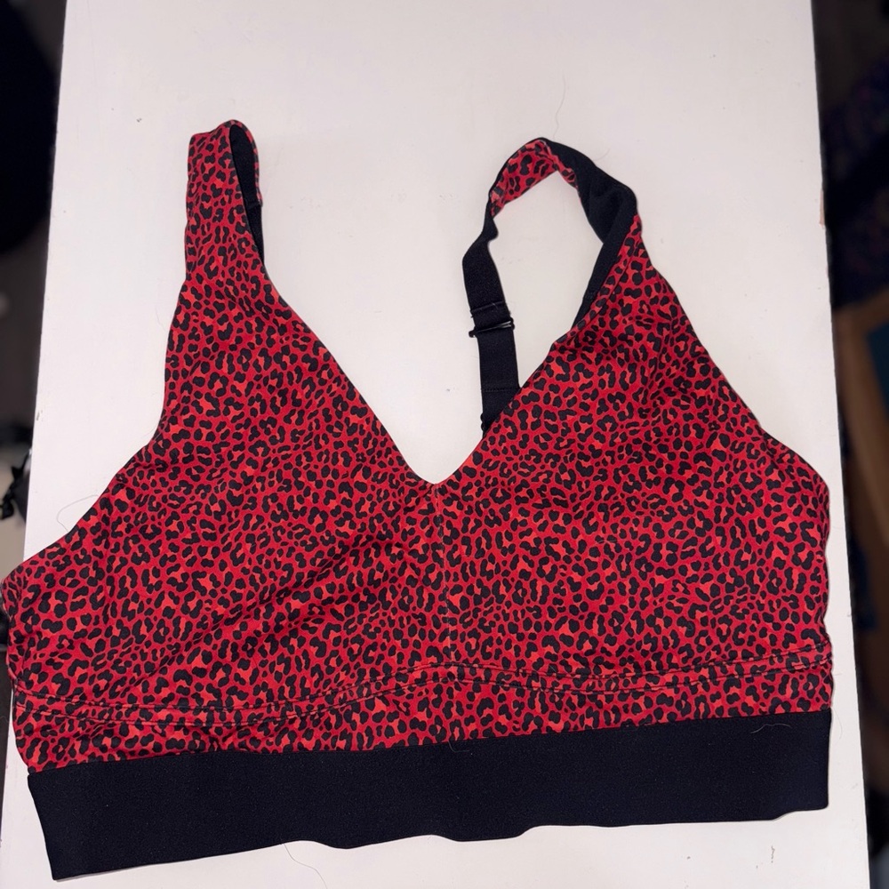 Fabletics Red And Black Patterned Bralette - image 1